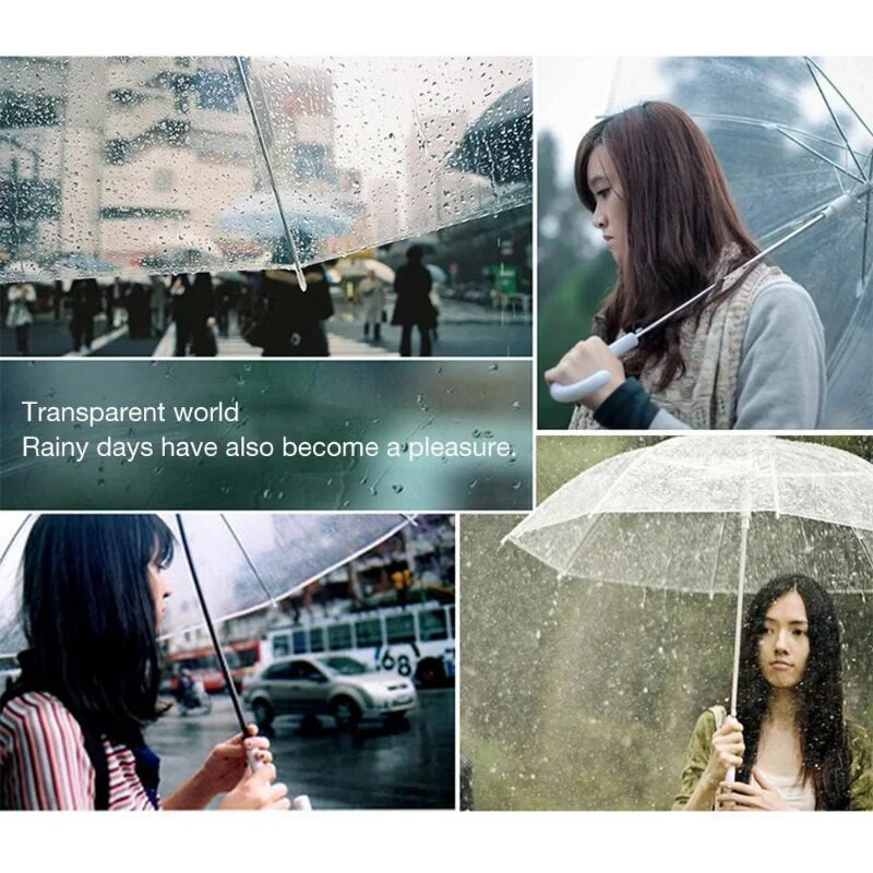 Kišobran Prozirni ženski kišobran s automatskim kišobranom otpornim na vjetar, automatski sklopivi crni za muškarce, žene, potrepštine za putovanja na otvorenom
