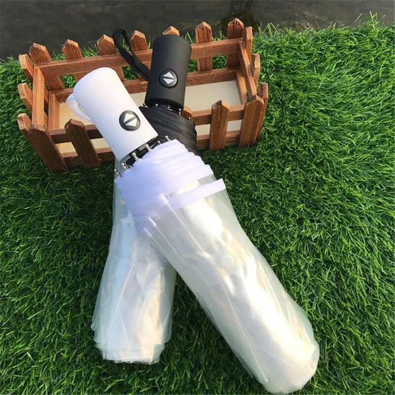 Kišobran Prozirni ženski kišobran s automatskim kišobranom otpornim na vjetar, automatski sklopivi crni za muškarce, žene, potrepštine za putovanja na otvorenom