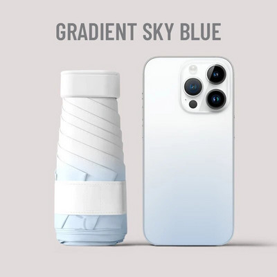 „Gradient Color“ mini skėtis nuo saulės, juodi klijiniai kremai nuo saulės, nešiojamasis kišeninis skėtis nuo saulės dvigubo naudojimo itin lengvas vėsinantis skėtis