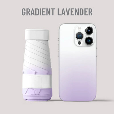 „Gradient Color“ mini skėtis nuo saulės, juodi klijiniai kremai nuo saulės, nešiojamasis kišeninis skėtis nuo saulės dvigubo naudojimo itin lengvas vėsinantis skėtis