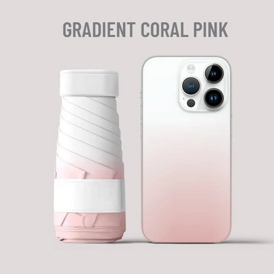 „Gradient Color“ mini skėtis nuo saulės, juodi klijiniai kremai nuo saulės, nešiojamasis kišeninis skėtis nuo saulės dvigubo naudojimo itin lengvas vėsinantis skėtis