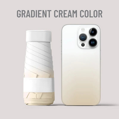 „Gradient Color“ mini skėtis nuo saulės, juodi klijiniai kremai nuo saulės, nešiojamasis kišeninis skėtis nuo saulės dvigubo naudojimo itin lengvas vėsinantis skėtis