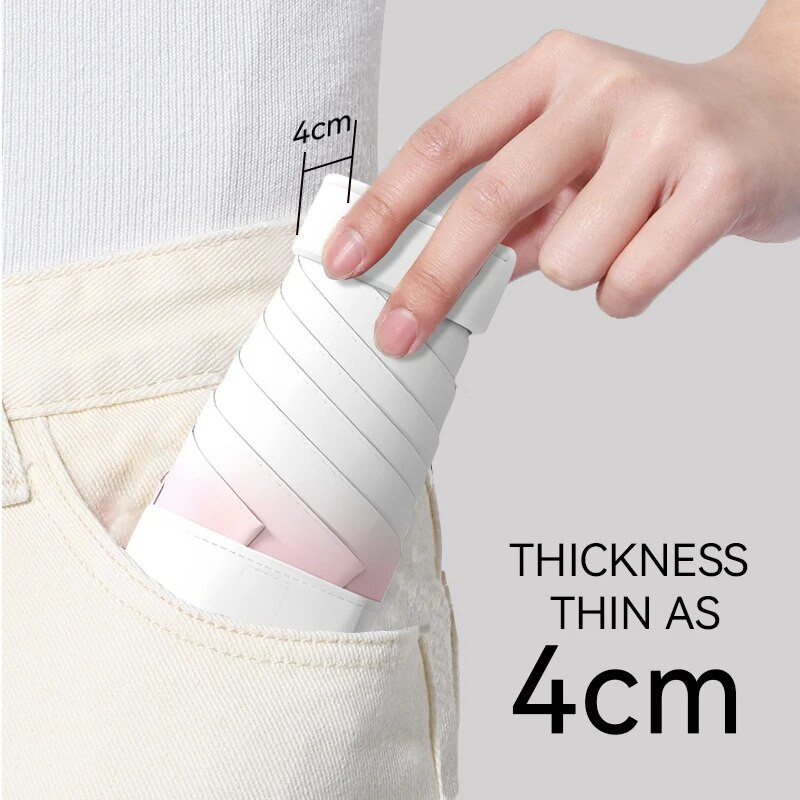 „Gradient Color“ mini skėtis nuo saulės, juodi klijiniai kremai nuo saulės, nešiojamasis kišeninis skėtis nuo saulės dvigubo naudojimo itin lengvas vėsinantis skėtis