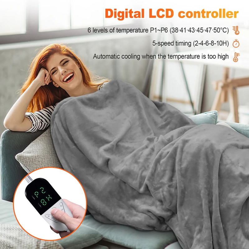 Električna deka Podebljana dvostrana flanelska deka s brzim zagrijavanjem Temperatura podesiva kontrola vremena Zimski grijač za tijelo