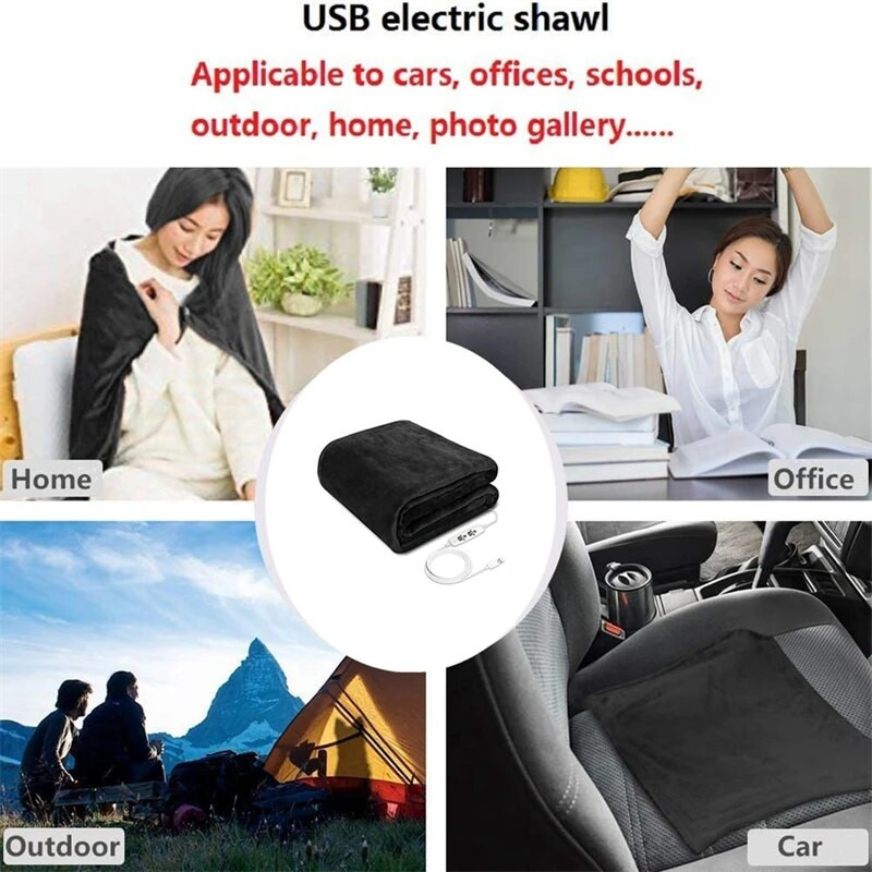 Ηλεκτρική κουβέρτα USB Ζεστό θερμαινόμενο σάλι 3 Ρυθμίσεις θερμότητας με λειτουργία χρονισμού Ηλεκτρική κουβέρτα θέρμανσης Χειμερινό ζεστό σάλι