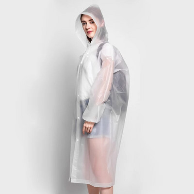 PEVA Дамски мъжки дъждобран Adult Clear Transparent Camping Rainwear SuitThickened Waterproof Rain Poncho Coat
