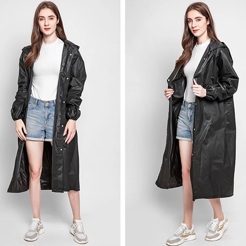 PEVA moteriškas vyriškas lietpaltis suaugusiems, skaidrus, skaidrus stovyklavimo kostiumas nuo lietaus.