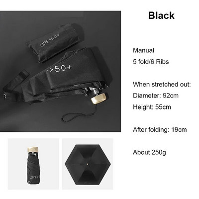 Mini umbrelă cu 8 nervuri Protecție anti-UV rezistentă la vânt 5 Umbrelă pliabilă de călătorie portabilă de ploaie Umbrelă pentru femei de buzunar Umbrelă pentru copii