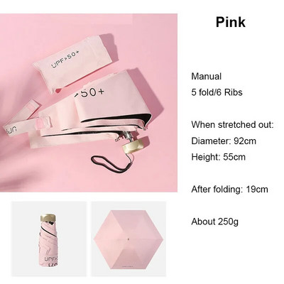Mini umbrelă cu 8 nervuri Protecție anti-UV rezistentă la vânt 5 Umbrelă pliabilă de călătorie portabilă de ploaie Umbrelă pentru femei de buzunar Umbrelă pentru copii