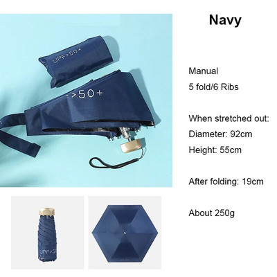 Mini umbrelă cu 8 nervuri Protecție anti-UV rezistentă la vânt 5 Umbrelă pliabilă de călătorie portabilă de ploaie Umbrelă pentru femei de buzunar Umbrelă pentru copii