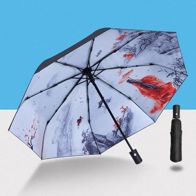 Umbrelă automată, soare, ploaie, protecție UV, rezistentă la vânt, umbrelă de plajă, pliabilă, portabilă, 8 nervuri