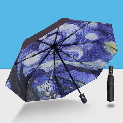Umbrelă automată, soare, ploaie, protecție UV, rezistentă la vânt, umbrelă de plajă, pliabilă, portabilă, 8 nervuri