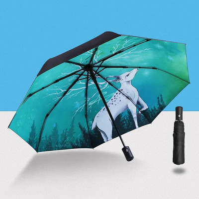 Umbrelă automată, soare, ploaie, protecție UV, rezistentă la vânt, umbrelă de plajă, pliabilă, portabilă, 8 nervuri