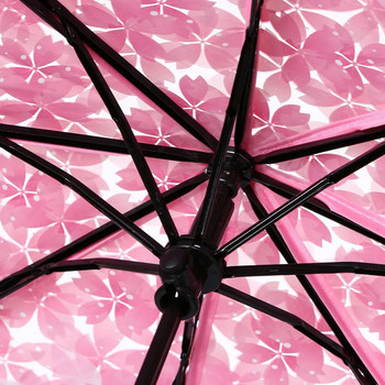 Cherry Flower Transparent Umbrella Anti-UV 3 Fold Clear Sun Rain Umbrella Paraguas Plegable Mujer Women Girls Sakura Umbrella