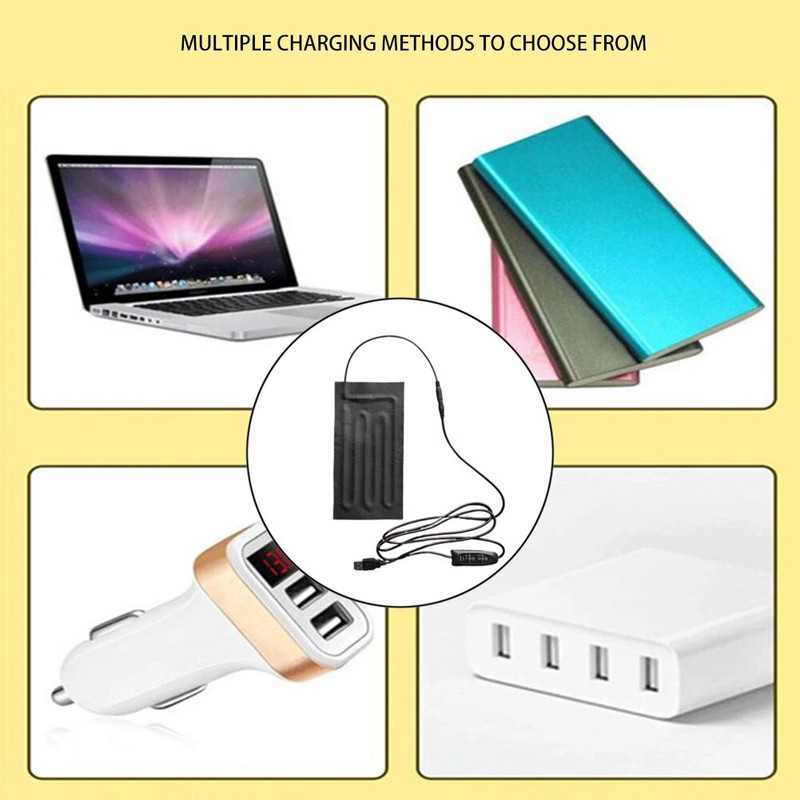 USB fűtőbetét feltöltött meleg paszta betét Ruhák vízálló biztonságos hordozható állítható elektromos melegítő fűtőbetét mellény dzsekihez