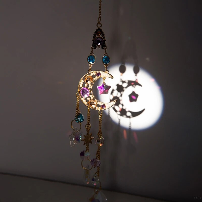 Ramadano saulės gaudyklė krištolinis pakabukas lango prizmės vaivorykštės vintažiniai vėjo varpeliai kabantys šviesos gaudyklės namų sodo amatų dekoravimas