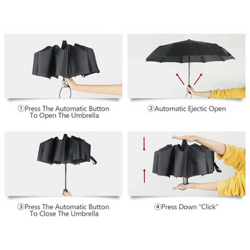 Ομπρέλα Αντιανεμική ομπρέλα διπλής στρώσης, πλήρως αυτόματη ομπρέλα βροχής ανδρών Γυναικεία 10 K Ισχυρή πολυτελής επαγγελματική ανδρική μεγάλη ομπρέλα
