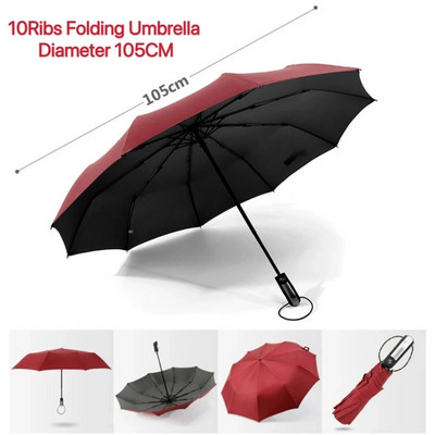 Чадър Ветроустойчив двуслоен устойчив чадър Напълно автоматичен чадър за дъжд Мъже Жени 10K Силен луксозен бизнес мъжки голям чадър