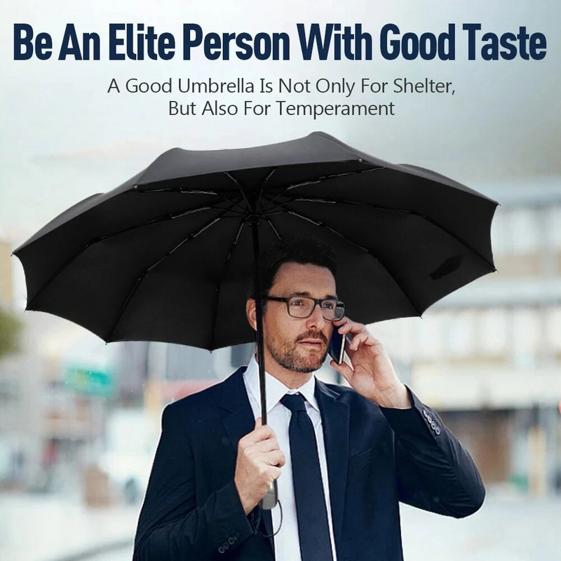 Kišobran Dvoslojni kišobran otporan na vjetar Potpuno automatski kišobran Muškarci Žene 10K Snažan luksuzni poslovni muški veliki suncobran