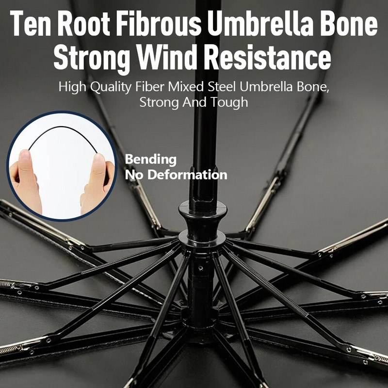 Kišobran Dvoslojni kišobran otporan na vjetar Potpuno automatski kišobran Muškarci Žene 10K Snažan luksuzni poslovni muški veliki suncobran