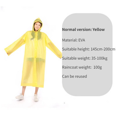 1kom Visokokvalitetni EVA uniseks baloner zadebljani vodootporni kišni kaput Žene Muškarci Crni vodootporni baloner za kampiranje
