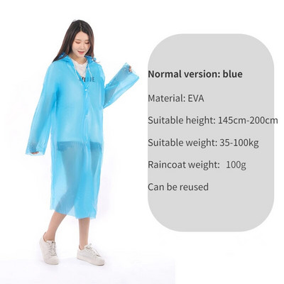 1kom Visokokvalitetni EVA uniseks baloner zadebljani vodootporni kišni kaput Žene Muškarci Crni vodootporni baloner za kampiranje