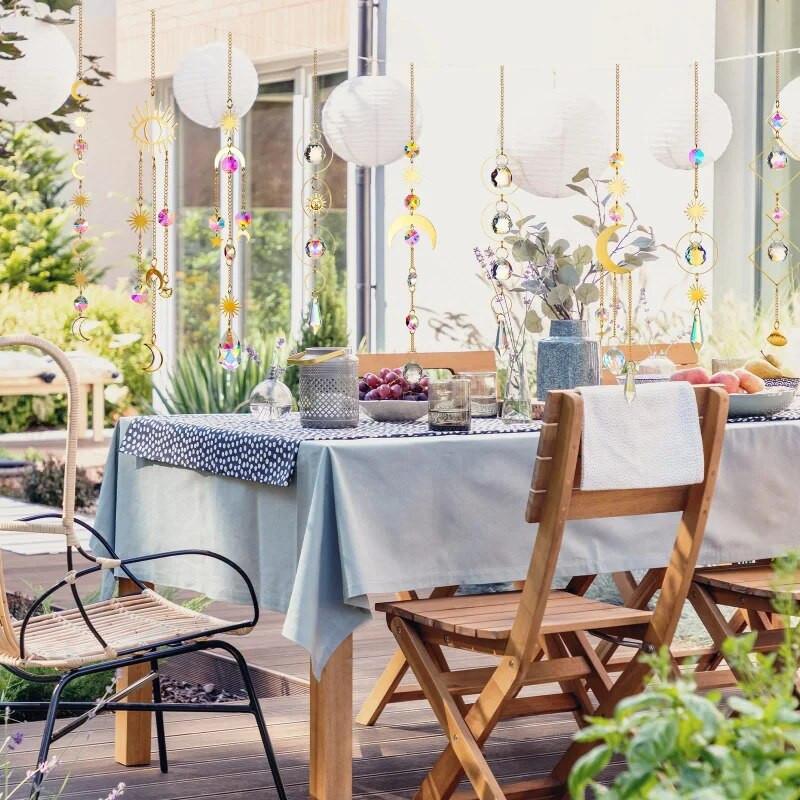 Sun Catcher pakabukas Dekoratyvinis Mėnulio žvaigždės sodo krištolinis pakabukas