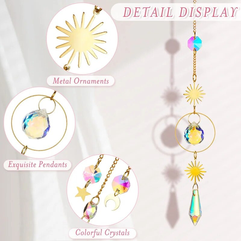 Sun Catcher pakabukas Dekoratyvinis Mėnulio žvaigždės sodo krištolinis pakabukas