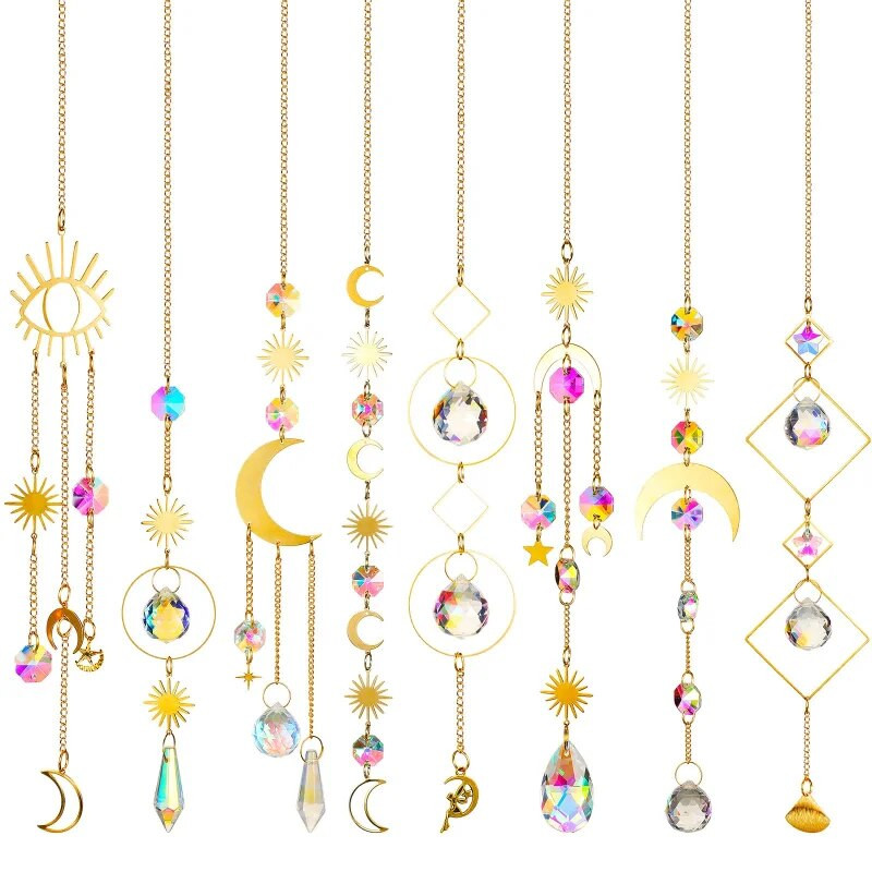 Sun Catcher pakabukas Dekoratyvinis Mėnulio žvaigždės sodo krištolinis pakabukas