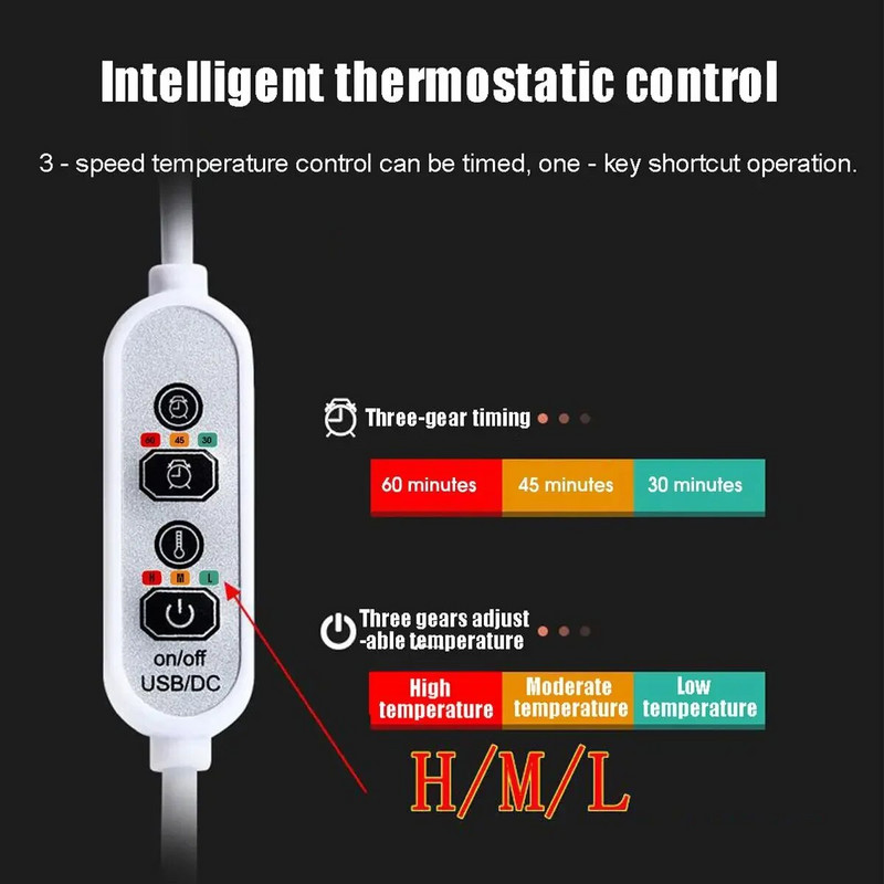 3 зъбни колела 45x80CM Регулиране USB Електрически нагреваеми одеяла Шал Зимно затопляне Шия Рамо Далечно инфрачервено отопление Топла подложка