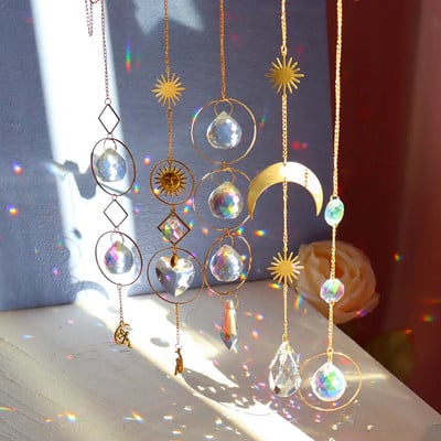 1 buc MetalLotusandCristal artificial Suncatcher Farmece Handmade Aplicabil Home Wind Chime Pandantiv Decorare plante de grădină în aer liber