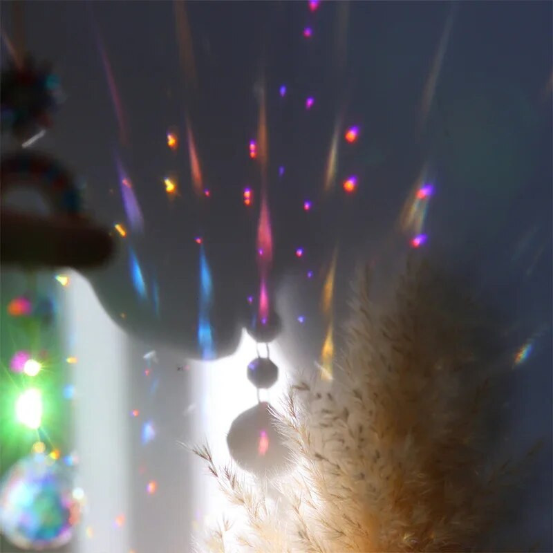 Suncathers Šareni kristali Wind Chimes Zvijezde Sunce Viseći privjesci Vijenci Leptiri Nakit koji hvata svjetlost Dekoracija doma