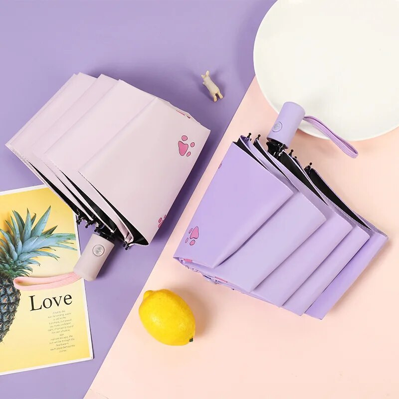 Slatki dječji kišobran, debelo crno ljepilo, potpuno automatski kišobran, zec, suncobran za dijete, učenike, vodootporne UV kišobrane otporne na sunce