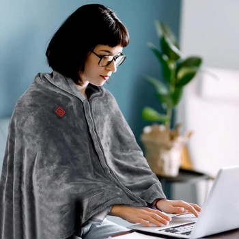 5V USB Отопляемо одеяло зимно топло домашен офис Електрическо одеяло Шал 3 скорости Настройки на температурата Бързо нагряване Термо одеяло