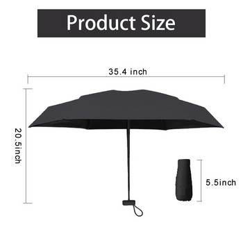 Μίνι ομπρέλα ηλίου ταξιδιού για πορτοφόλι με θήκη, μικρή συμπαγής ομπρέλα UV για ήλιο και βροχή, ελαφριά & φορητή, αντιανεμική ομπρέλα