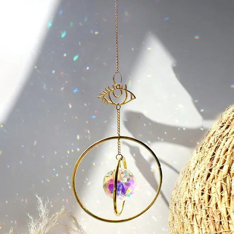 SunCatche prizmės kabantys vaivorykštės šviesos gaudyklė Mėnulio saulės formos lango lašas vėjo varpeliai balkono dekoracijos pakabukai sodui