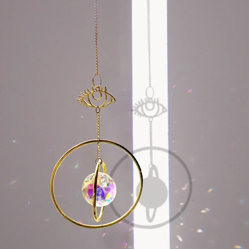 SunCatche prizmės kabantys vaivorykštės šviesos gaudyklė Mėnulio saulės formos lango lašas vėjo varpeliai balkono dekoracijos pakabukai sodui