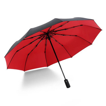 Ветроустойчив, 10 двуслоен двуслоен подсилен автоматичен сгъваем чадър, водоустойчив, слънцеустойчив, UV слънчев дъждовен чадър за мъже