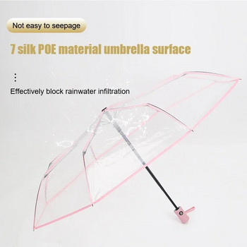 Прозрачен сгъваем автоматичен чадър за мъже Ripple Edge Черен бизнес чадър за дъжд Лято Дамски слънцезащитен ветроустойчив чадър