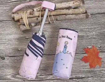 Mažojo princo skėtis Mini kišeniniai skėčiai nuo UV spindulių sulankstomi skėtis Protable juoda danga Saulės skėtis mergaitei maži skėčiai Dovanos