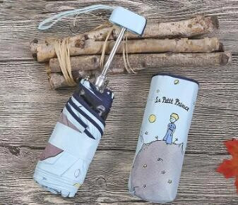 Mažojo princo skėtis Mini kišeniniai skėčiai nuo UV spindulių sulankstomi skėtis Protable juoda danga Saulės skėtis mergaitei maži skėčiai Dovanos