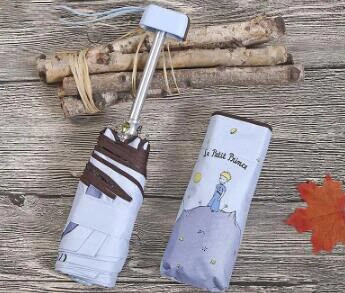 Mažojo princo skėtis Mini kišeniniai skėčiai nuo UV spindulių sulankstomi skėtis Protable juoda danga Saulės skėtis mergaitei maži skėčiai Dovanos