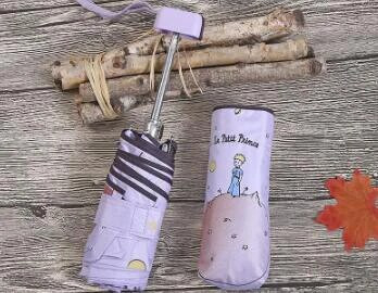 Mažojo princo skėtis Mini kišeniniai skėčiai nuo UV spindulių sulankstomi skėtis Protable juoda danga Saulės skėtis mergaitei maži skėčiai Dovanos