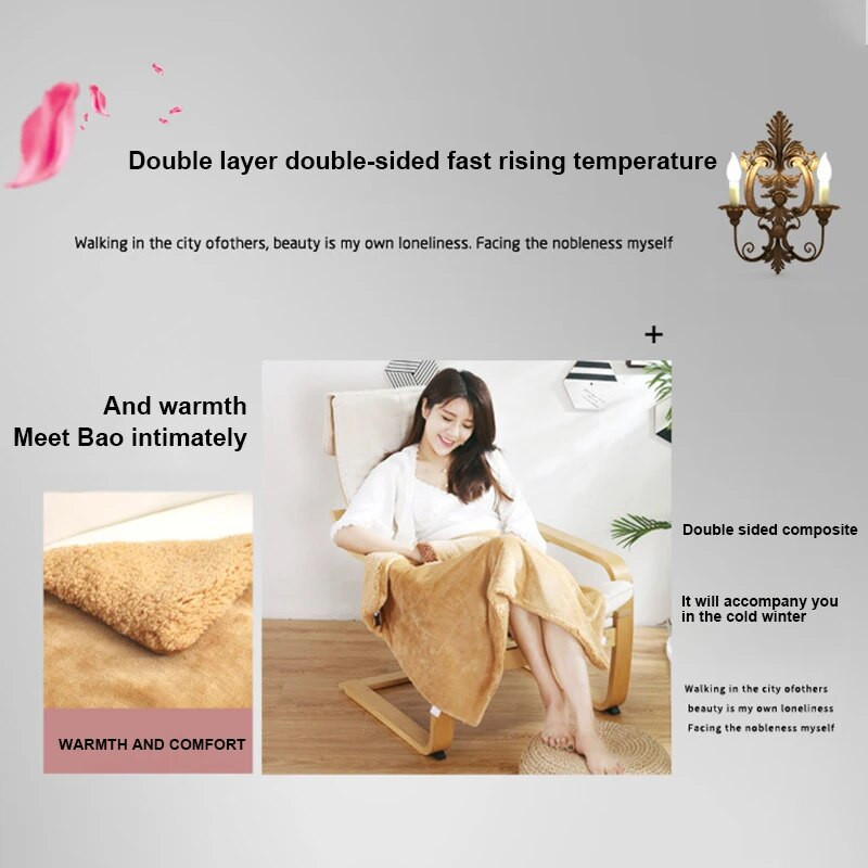 Elektrinės šildytuvo antklodės 5 V USB maitinama minkšta storesnė šiltesnė žiemos šildymo antklodė, skirta biuro miegamajam, veikia su maitinimo bloku
