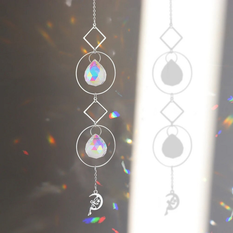 Wind Chime Kristalni dijamantni hvatač svjetla Viseći ukrasi Prizme Privjesak Nakit Zavjese Rasvjetna lopta Umjetnički obrt Dekoracija doma