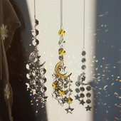 Suncatcher Crystal Moon Star Light Catcher Pandantive Clopoței de vânt Fereastră suspendată Picătură Curcubeu Prismă Decorare grădină în aer liber