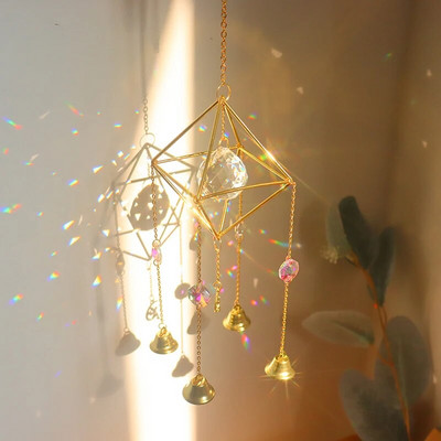 Suncatcher Crystal Moon Star Light Catcher Pandantive Clopoței de vânt Fereastră suspendată Picătură Curcubeu Prismă Decorare grădină în aer liber