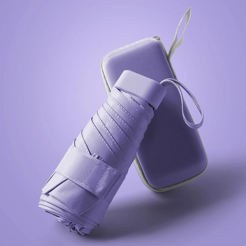 Anti-UV Mini Capsule Umbrella Small Pocket Umbrella Sun Protection Πτυσσόμενη αντιανεμική ομπρέλα Parasol Paraguas με κουτί αποθήκευσης