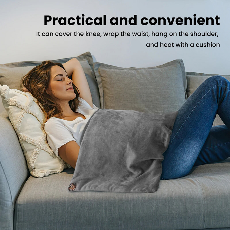Pătură electrică USB Sal încălzit cald 3 setări de căldură cu funcție de sincronizare Pătură electrică de încălzire șal încălzit de iarnă
