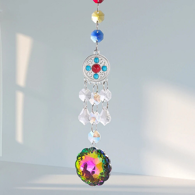 1 vnt lango kabantis krištolo saulės gaudyklė prizmės girlianda čakra karoliukai sruogelės sietynų dalys šviesos gaudiklio pakabukas vestuvių dekoras